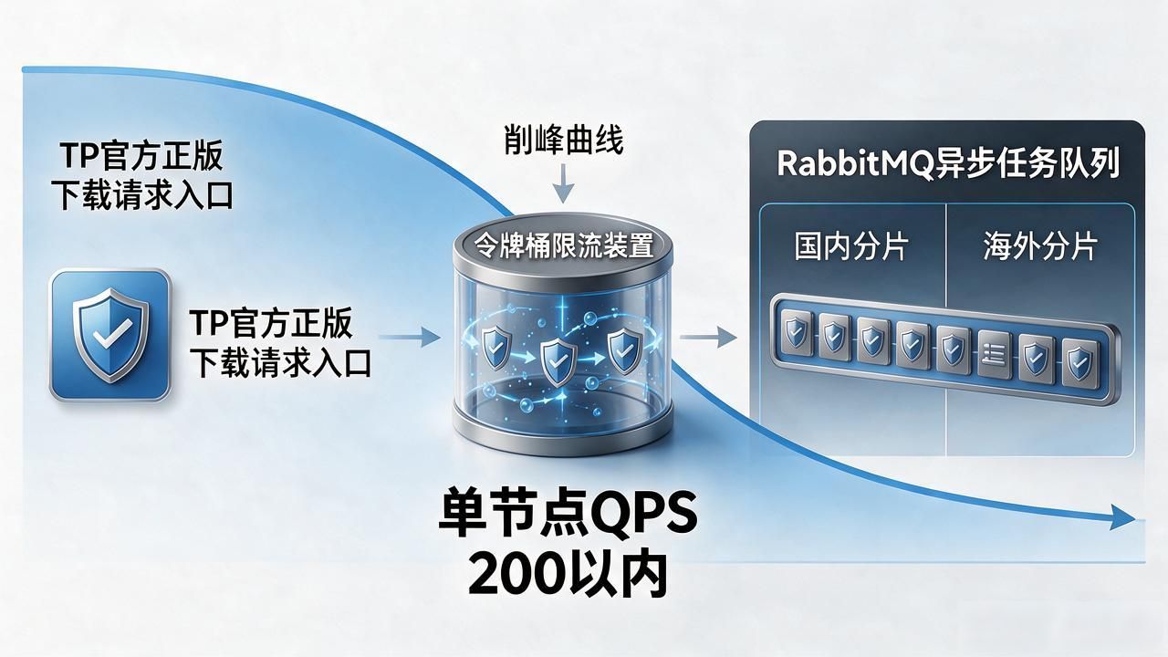 tp官方正版下载高并发解决方案_异步任务队列限流_高并发下载系统优化
