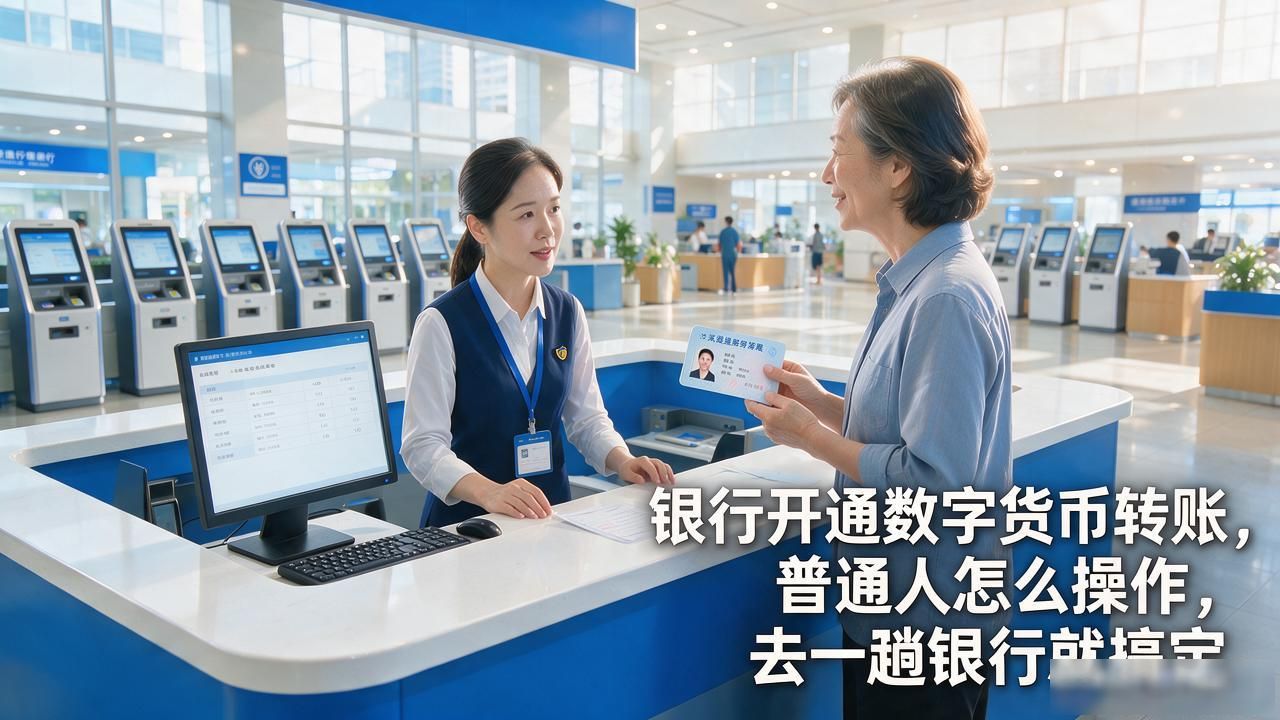 银行开通数字货币转账，普通人怎么操作，去一趟银行就搞定